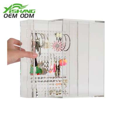 Best-selling jewellery display storage box stand with hooks rings